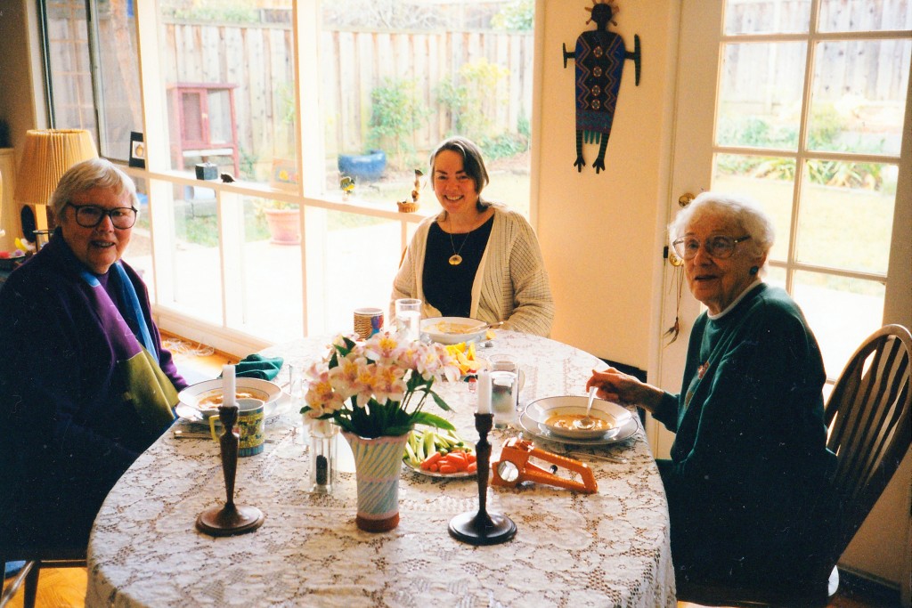 Rosemary, Liz, Lucile, at Linda Schuck's home in Calif., Jan 2000